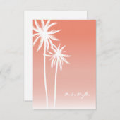 Coral Ombré Palm Trees Beach Wedding RSVP (Devant / Derrière)