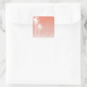 Coral Ombré Palm Trees Strand Bruiloft Sticker (Tas)