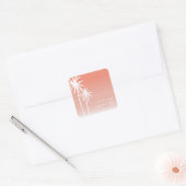 Coral Ombré Palm Trees Strand Bruiloft Sticker (Envelop)