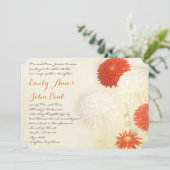 Coral Orange Chrysanthemum Invitations de mariage (Debout devant)