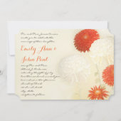 Coral Orange Chrysanthemum Invitations de mariage (Devant)
