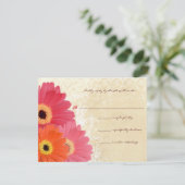 Coral & Orange Gerber Daisy Faire-part de mariage (Debout devant)