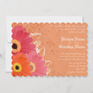 Coral & Orange Gerber Daisy Faire-part de mariage