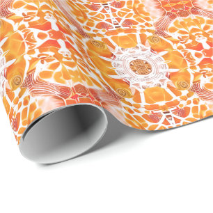 Coral Oranje en Cream Batik Medallion Pattern Cadeaupapier