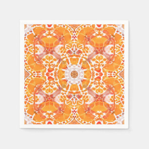 Coral Oranje en Cream Batik Medallion Pattern Servet