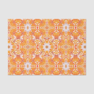 Coral Oranje en Cream Batik Medallion Pattern Tissuepapier