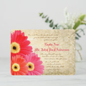 Coral Oranje roze Gerber Daisy Wedding Invitation Kaart (Staand voorkant)