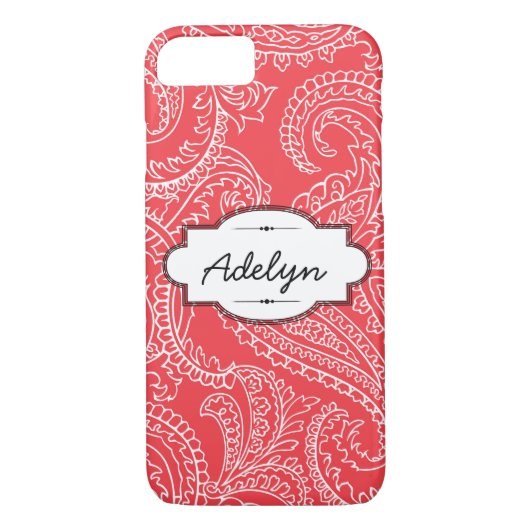 Coral Paisley iPhone 7 à peine il y a Coque (Dos)