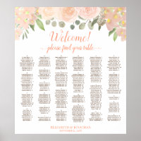 Coral Peach Boho Floral Alphabétique Tableau de si