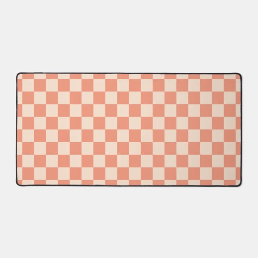 Coral Peach Checkerboard Check Retro Motif (Recto)