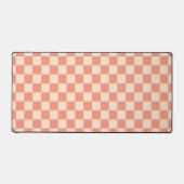 Coral Peach Checkerboard Controleer Retro Patroon Bureaumat (Voorkant)