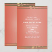 Coral Peach Dipped Chic Elegant Party Invitation (Devant / Derrière)