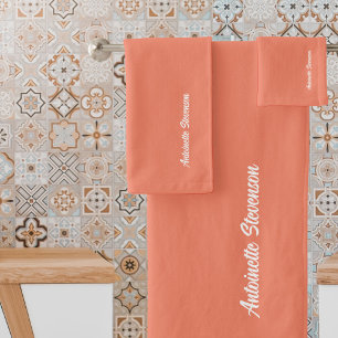 Coral Peach Élégante Signature Monogramme