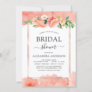 Coral Peach Floral Geometrisch Vrijgezellenfeest Kaart