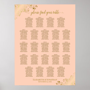 Coral Peach & Gold 23 Tableau Mariage