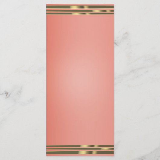 Coral Peach & Gold Dipped Chic Invitation Menu (Dos)