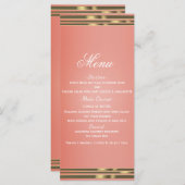 Coral Peach & Gold Dipped Chic Invitation Menu (Devant / Derrière)