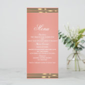 Coral Peach & Gold Dipped Chic Invitation Menu (Debout devant)