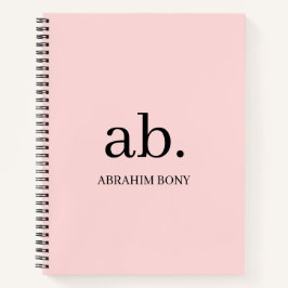 Coral Peach Monogram Minimalist Design Notitieboek