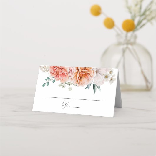 Coral Peach Peonies Script Weddenschap (Voorkant)
