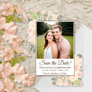 Coral Peach Rozen Wedding Save the Date Foto Acryl Uitnodigingen