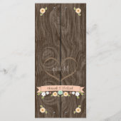 Coral Peach Rustic Floral Wedding Menu Kaart (Achterkant)