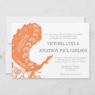 Coral Peacock Roaring 20's Wedding Invitations
