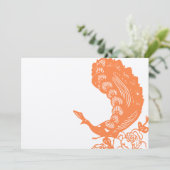 Coral Peacock Roaring 20s Wedding Invitations Kaart (Staand voorkant)