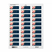 Coral Peonie met Navy Tekst Retouradres Labels (Full Sheet)