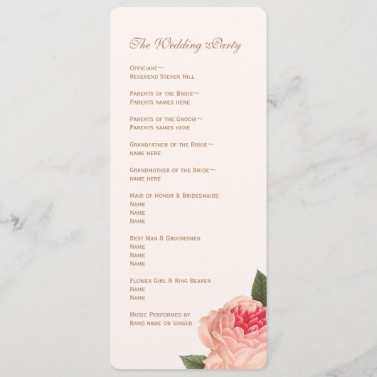 Coral Peonie Programma's (Achterkant)