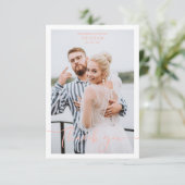Coral Personalized Photo Wedding Whimsical Script Bedankkaart (Staand voorkant)