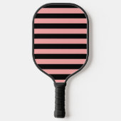 Coral Pink and Black Striped Pickleball Paddle (Achterkant)