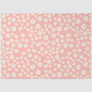 Coral Pink Boho Spring Daisies Pattern Tissuepapier