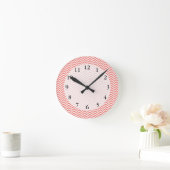 Coral Pink Chevron Pattern Ronde Klok (Huis)
