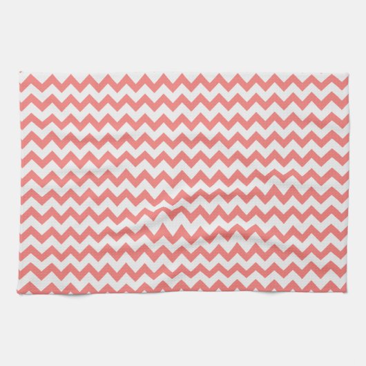 Coral Pink Chevron Theedoek (Horizontaal)