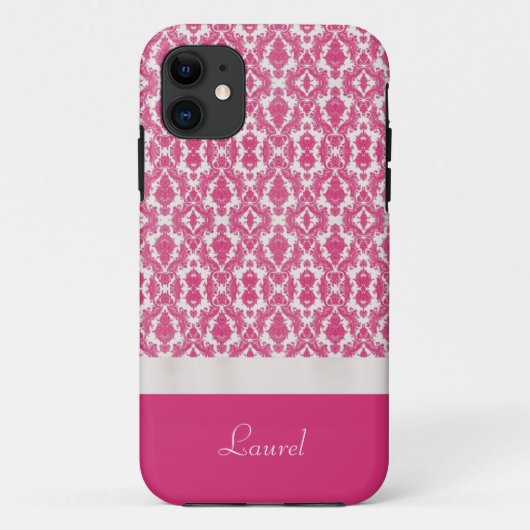 Coral Pink Damask Personnalisé iPhone 5 Coque (Dos)