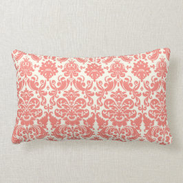 Coral Pink en Ivory Elegant Damask Pattern Kussen