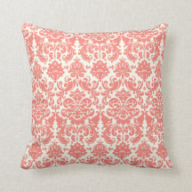 Coral Pink en Ivory Elegant Damask Pattern