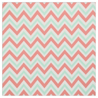 Coral Pink en Mint Green Chevron Pattern Stof