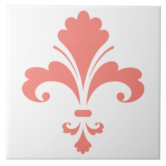 Coral Pink Fleur de lis Tegeltje (Voorkant)