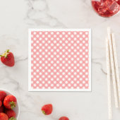 Coral Pink Gingham Paper Napkins Servetten (Insitu)