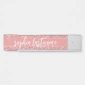 Coral Pink Glitter Patroon Script Handtekening Deurbordje (Voorkant)