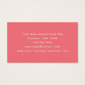 Coral Pink Gold Leaves Monogram Business Cards (Dos)