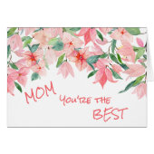 Coral Pink Green Floral Border Card (Voorkant Horizontaal)