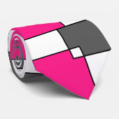 Coral Pink Grey Squares Stropdas (Opgerold)