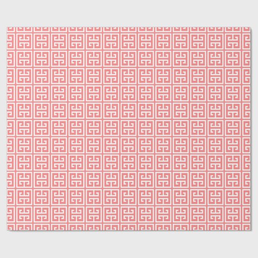 Coral Pink - Grieks sleutelpatroon Cadeaupapier (Vlak)