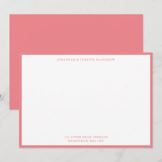 Coral Pink Klassieke Border Flat Note Card Notitiekaartje