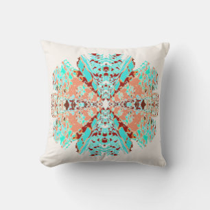 Coral Pink Mint Shades Mandala op Gebroken wit Ont Kussen