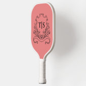 Coral Pink Monogram Initial Girly Classic Crest Pickleball Paddle (Links)