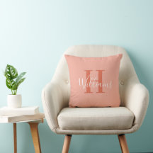 Coral Pink Monogram Naam Script Typografie